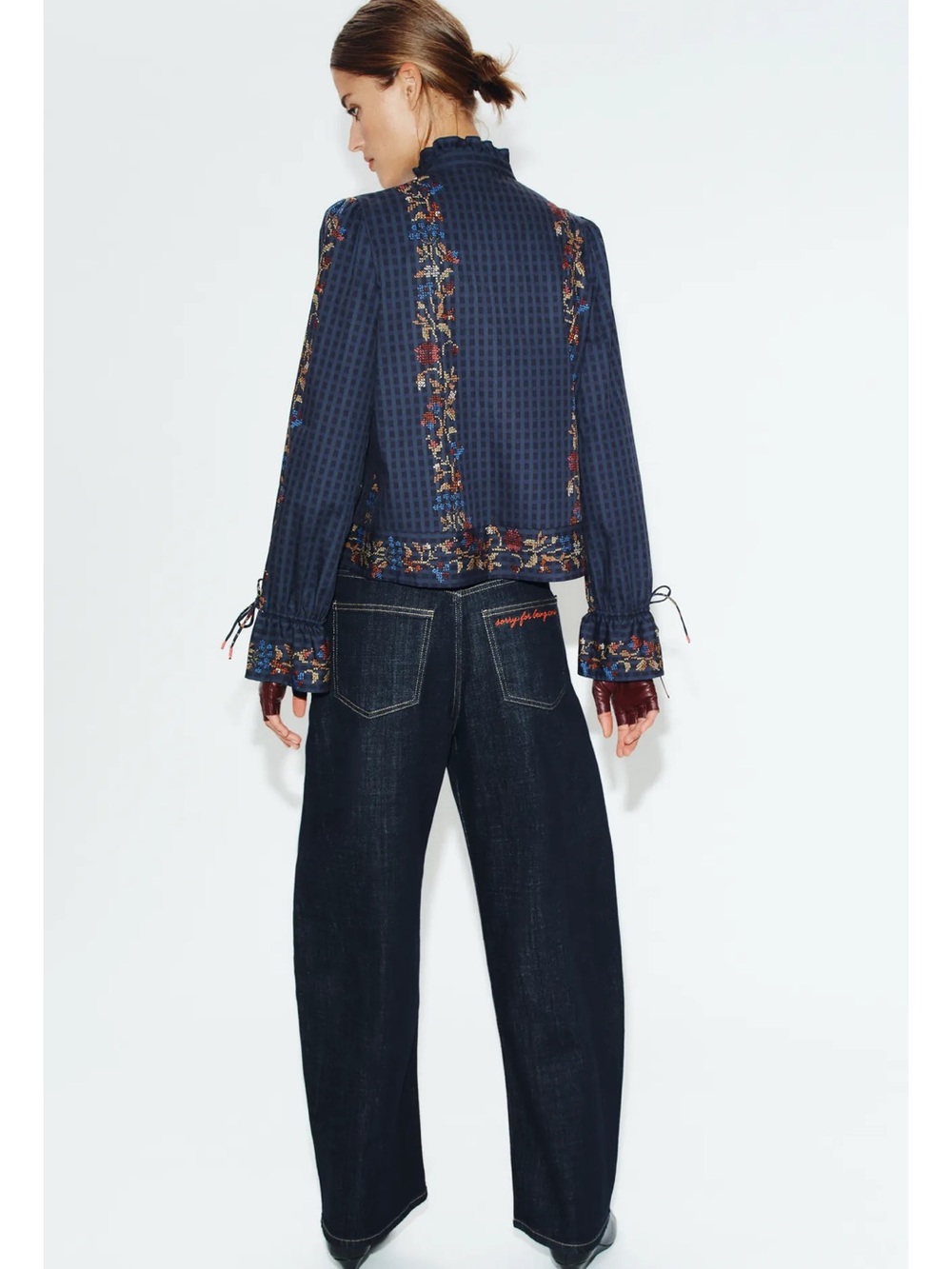 Zara RUFFLE PRINT BLOUSE - Picture 7 of 8